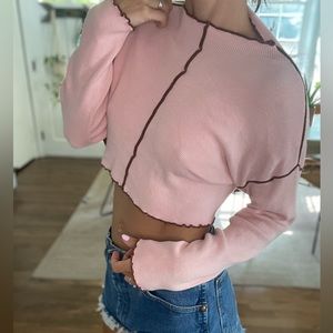 Urban outfitters cropped mock neck ribbed top